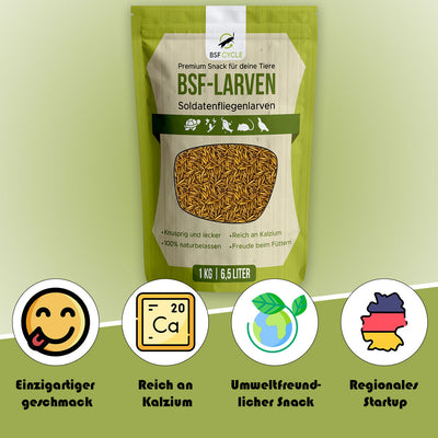 BSF Larven - getrocknete Soldatenfliegenlarven